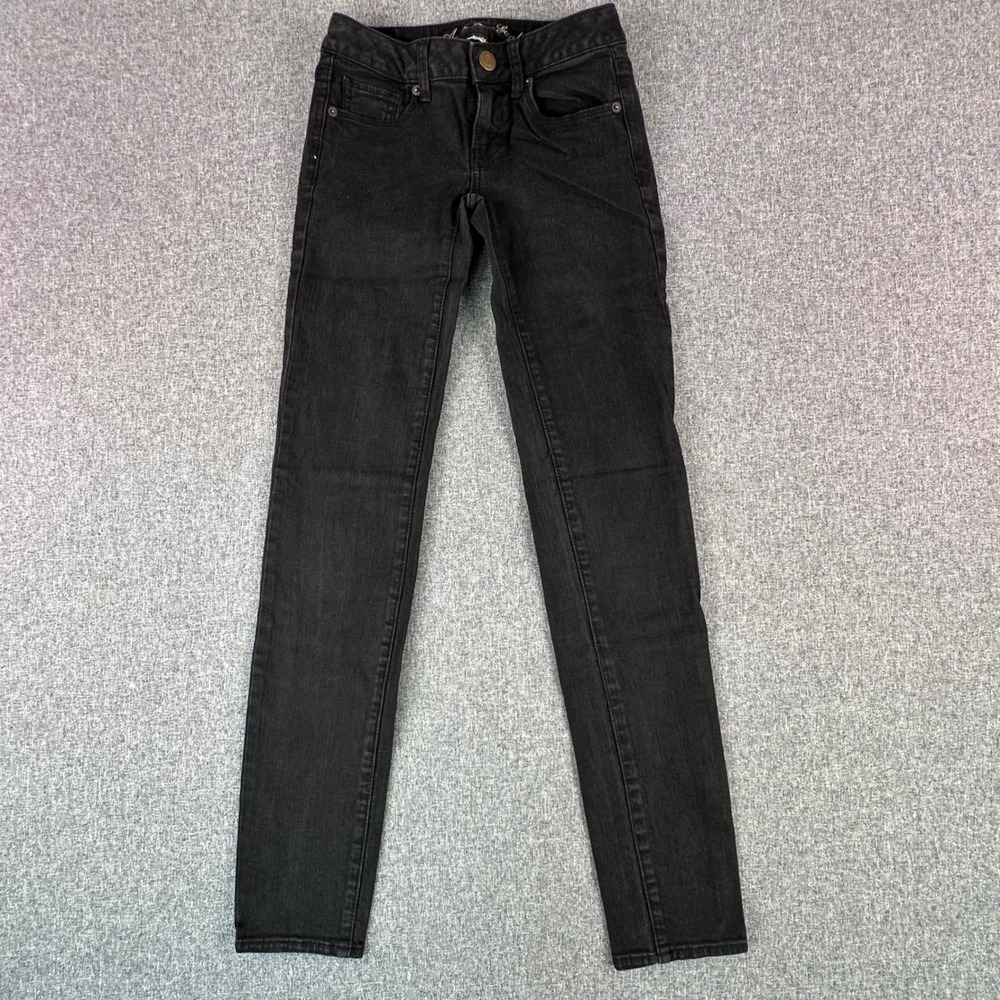 American Eagle Jeans Womens 0 Skinny Black Super Stretch Low Rise Regular